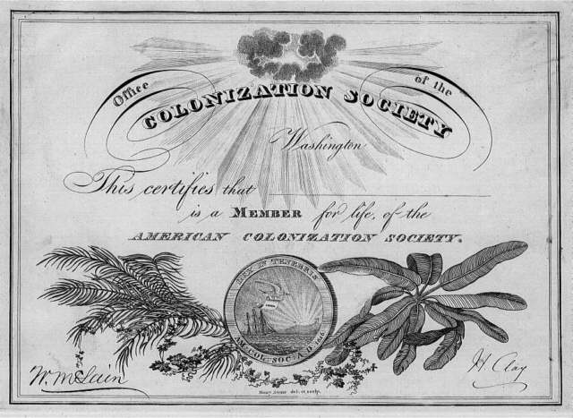 American Colonisation Society Certificat de membre de l'American Colonization SocietyStudySmarter