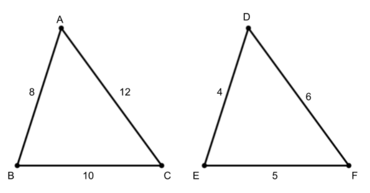 Théorème SSS, exemples de triangles de similitude SSS, StudySmarter