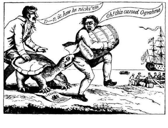 Embargo de 1807 Caricature politique satirique sur l'embargo de 1807 StudySmarter