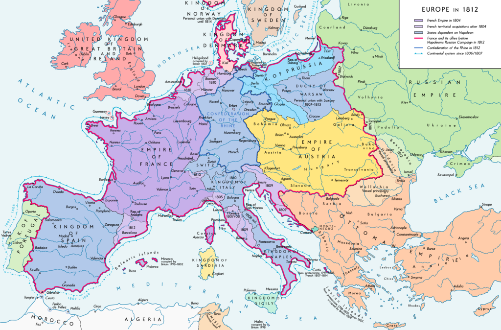 Napoleonic Wars, Map of Europe, StudySmarter