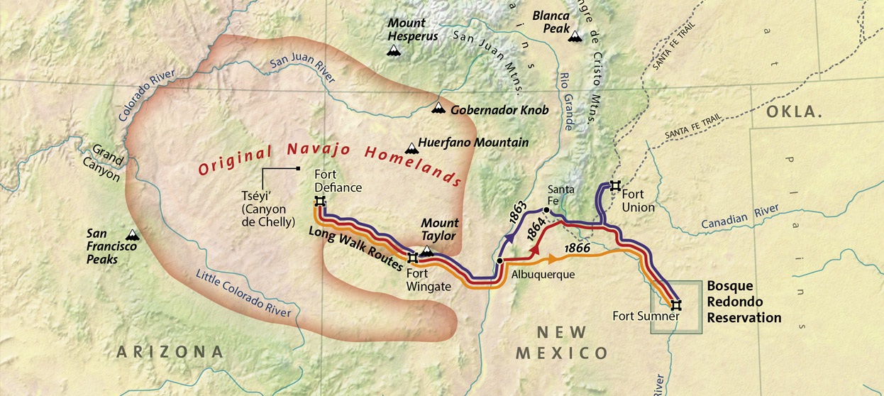 Native American Labor, Map of "The Long Walk" 186, StudySmarter