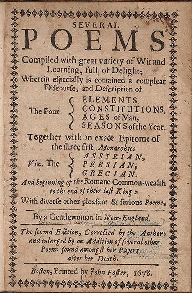 Portada del libro Anne Bradstreet Poems StudySmarter