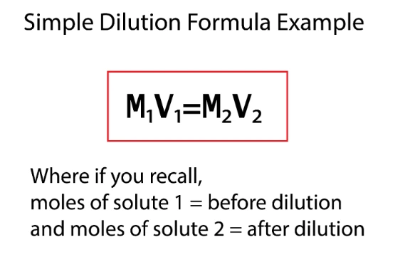 Dilution Formule de dilution simple : M1 x V1 = M2 x V2. Dilution, étudier plus intelligemment