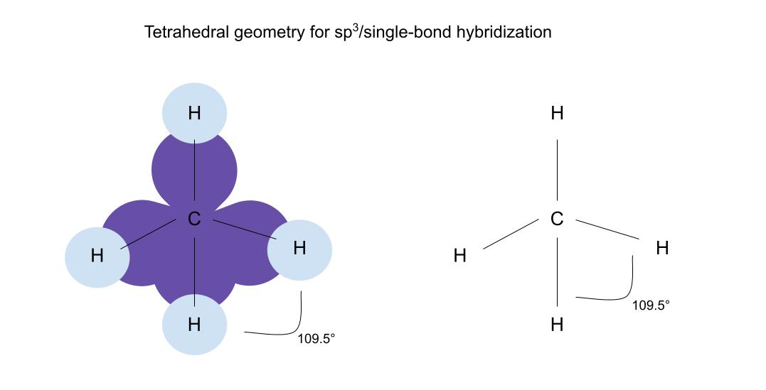 Hybridation des liaisons Géométrie tétraédrique sp3 StudySmarter