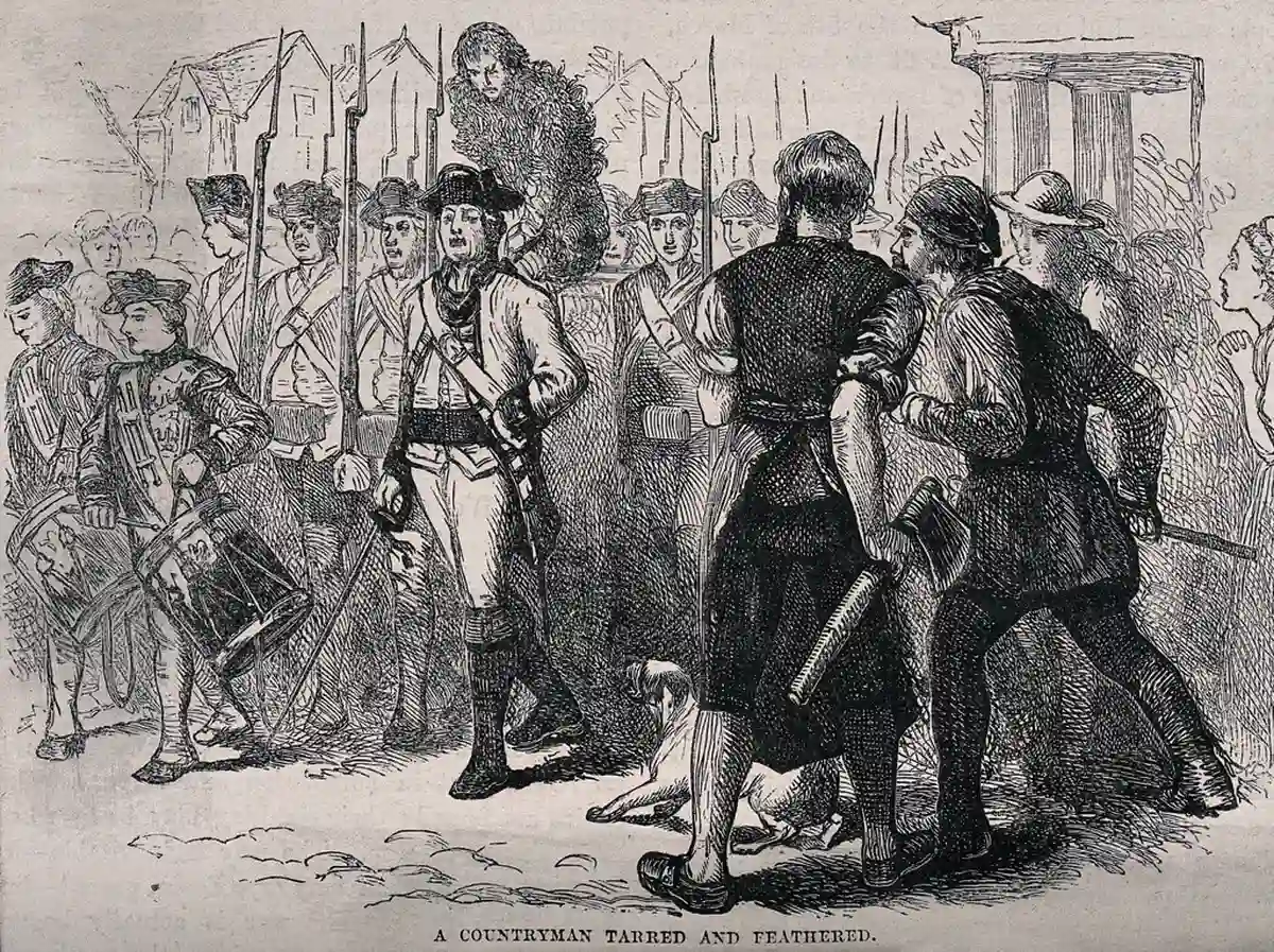 American Independence War, an engraving depicting a man tarred and feathered, 91Ó°ÊÓ