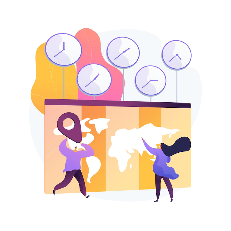 Hormonas, mujer y hombre con un mapa del mundo que muestra las diferentes zonas horarias, StudySmarter