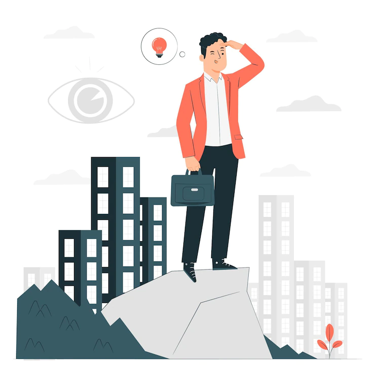 Théorie constructiviste de la perception de Gregory, un homme debout sur un rocher qui regarde au loin en se cachant les yeux, StudySmarter