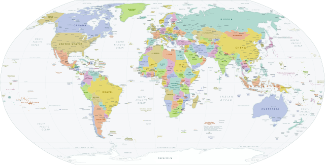 L'émergence des États-nations Carte du monde StudySmarter