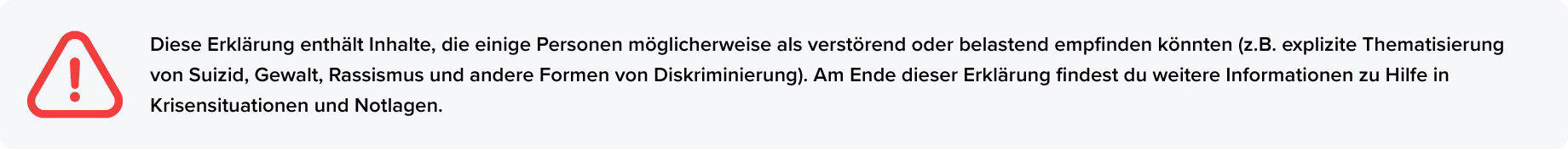 Inhaltswarnung Thematisierung von Suizid, Gewalt, Rassismus und andere Formen von Diskriminierung, StudySmarter