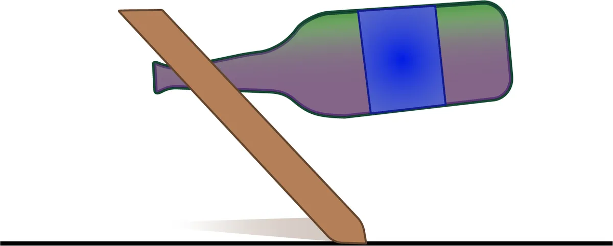 Momentos, Palancas y Engranajes, Un trozo de madera de pizarra equilibrando una botella, StudySmarter