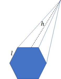 Volumen de las pirámides Ilustración de los lados de una pirámide hexagonal StudySmarter