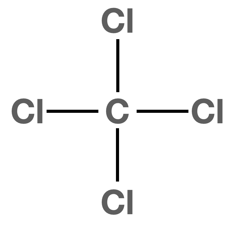 Formule affichée du tétrachlorure de carbone