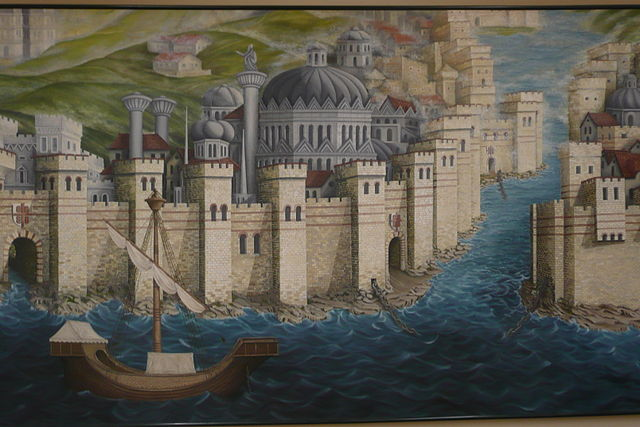 Caída del Imperio Bizantino Mural de las murallas marítimas de Constantinopla StudySmarter