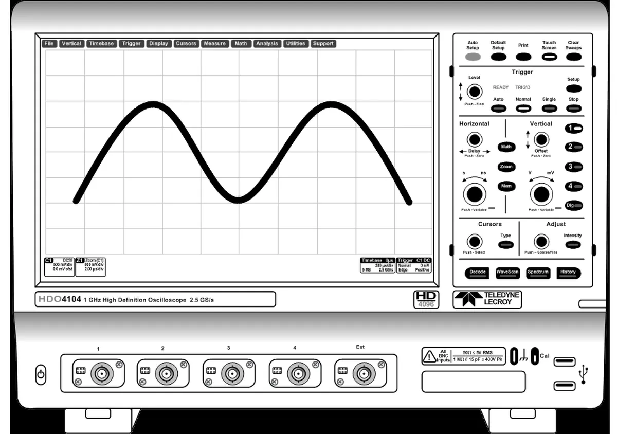 Oscilloscope Un visuel qui montre la lecture d'un oscilloscope StudySmarter