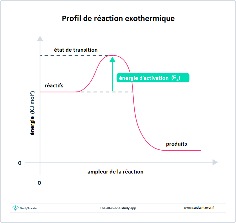 Enthalpie, Profil de réaction exothermique, StudySmarter