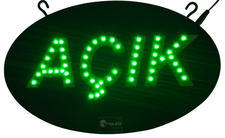 AÇIK LEDLİ PANO SABİT YAZI TAM TAKIM OVAL 19X30 CM 