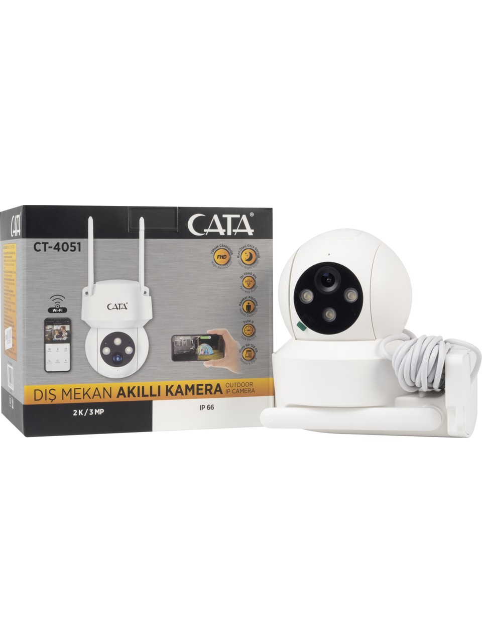 CATA CT-4051 DIŞ MEKAN AKILLI KAMERA FULL HD 1080P 360 2K 3 MP