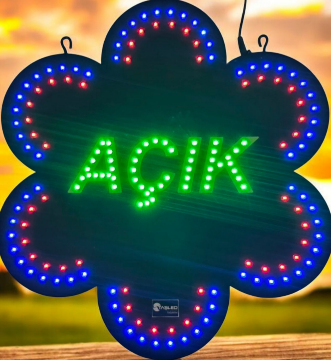 AÇIK LEDLİ PANO PAPATYA ANİMASYONLU YAZI TAM TAKIM 45X45 CM 