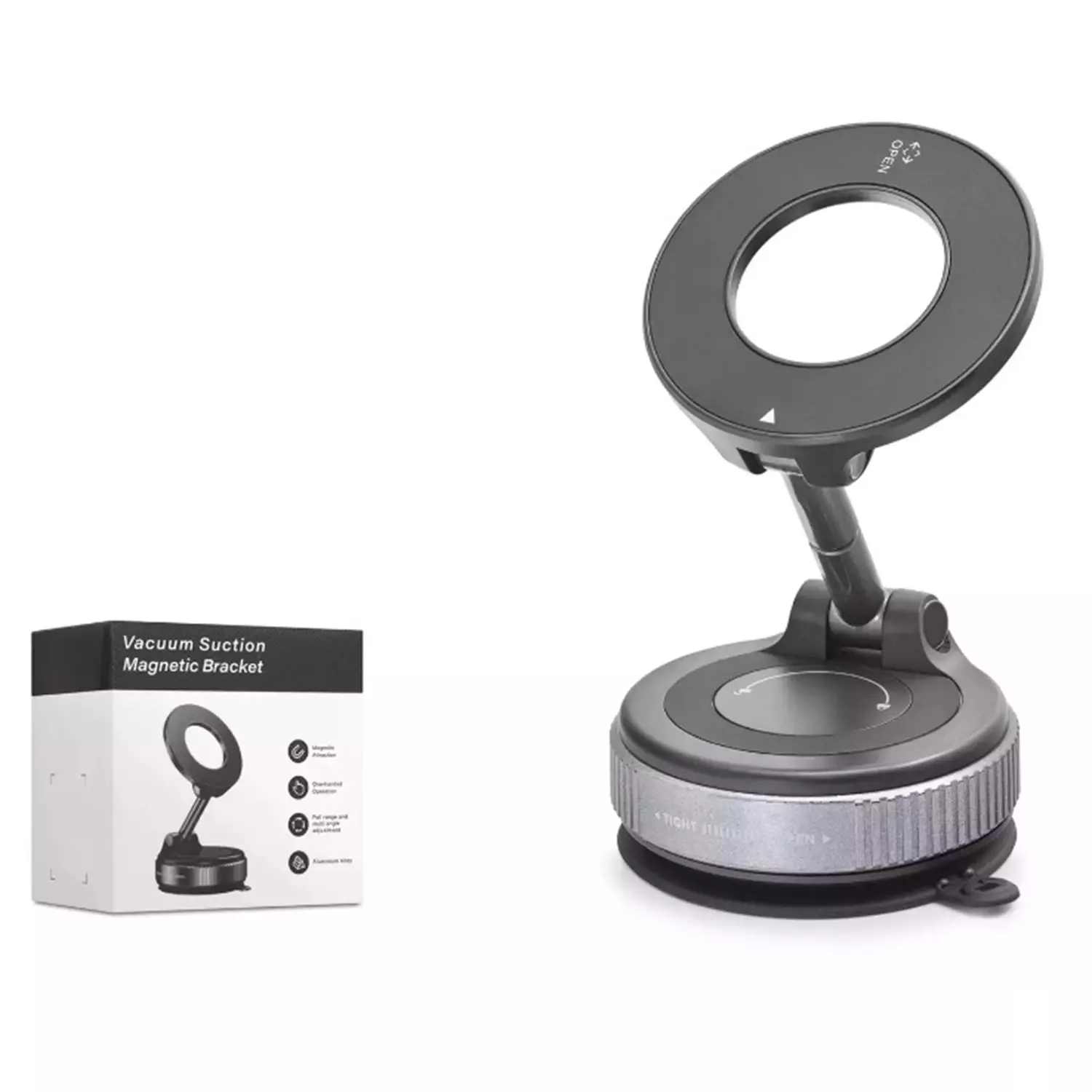 K007 360 DERECE DÖNEBİLEN VAKUMLU MANYETİK TELEFON TUTUCU AYNA CAM ARABA 