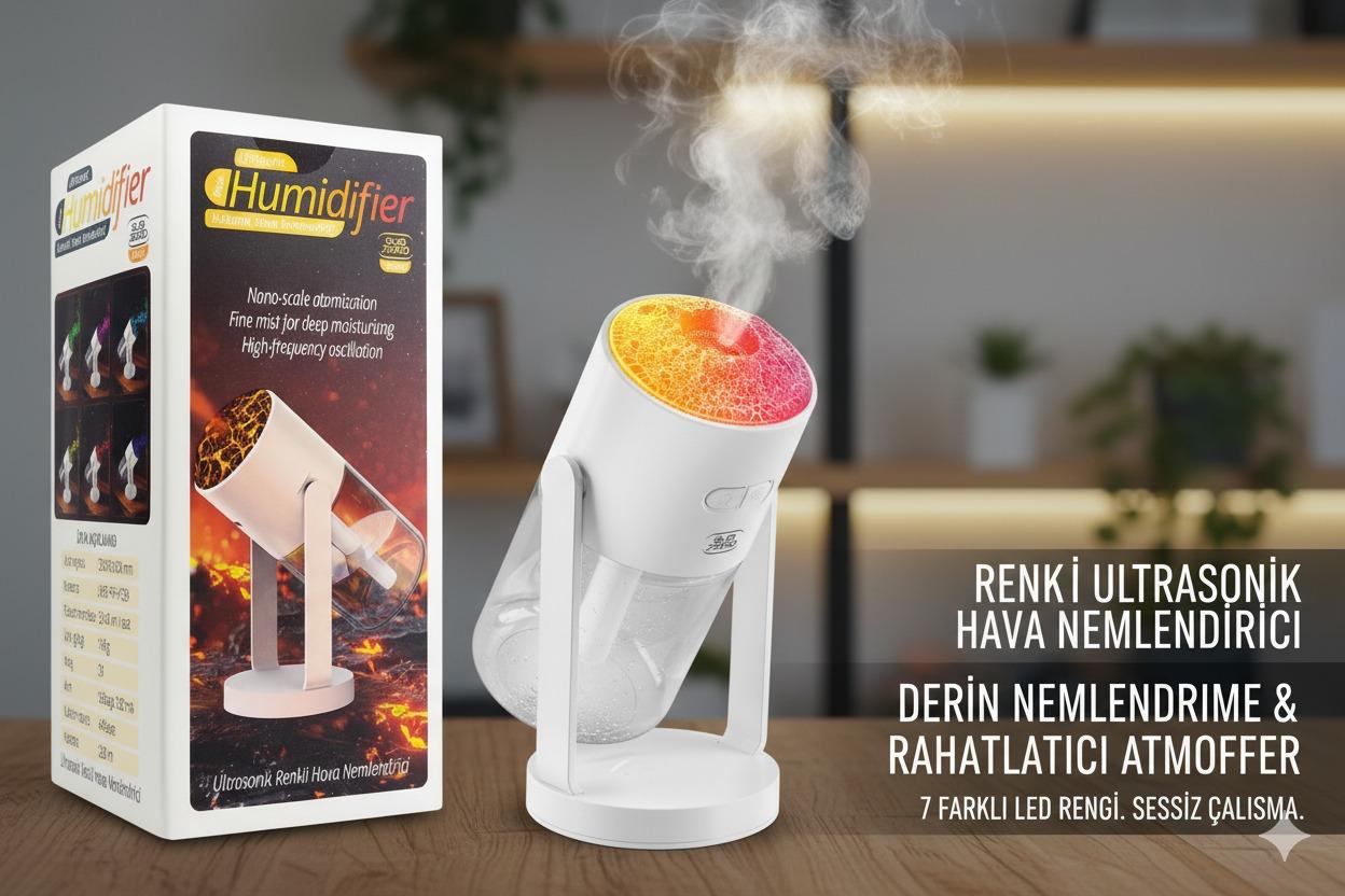 SUBZERO HM88 HUMİDİFLER HAVA NEMLENDİRİCİ VOLKANİK GÖRÜNÜM IŞIKLI BUHAR MAKİNESİ 