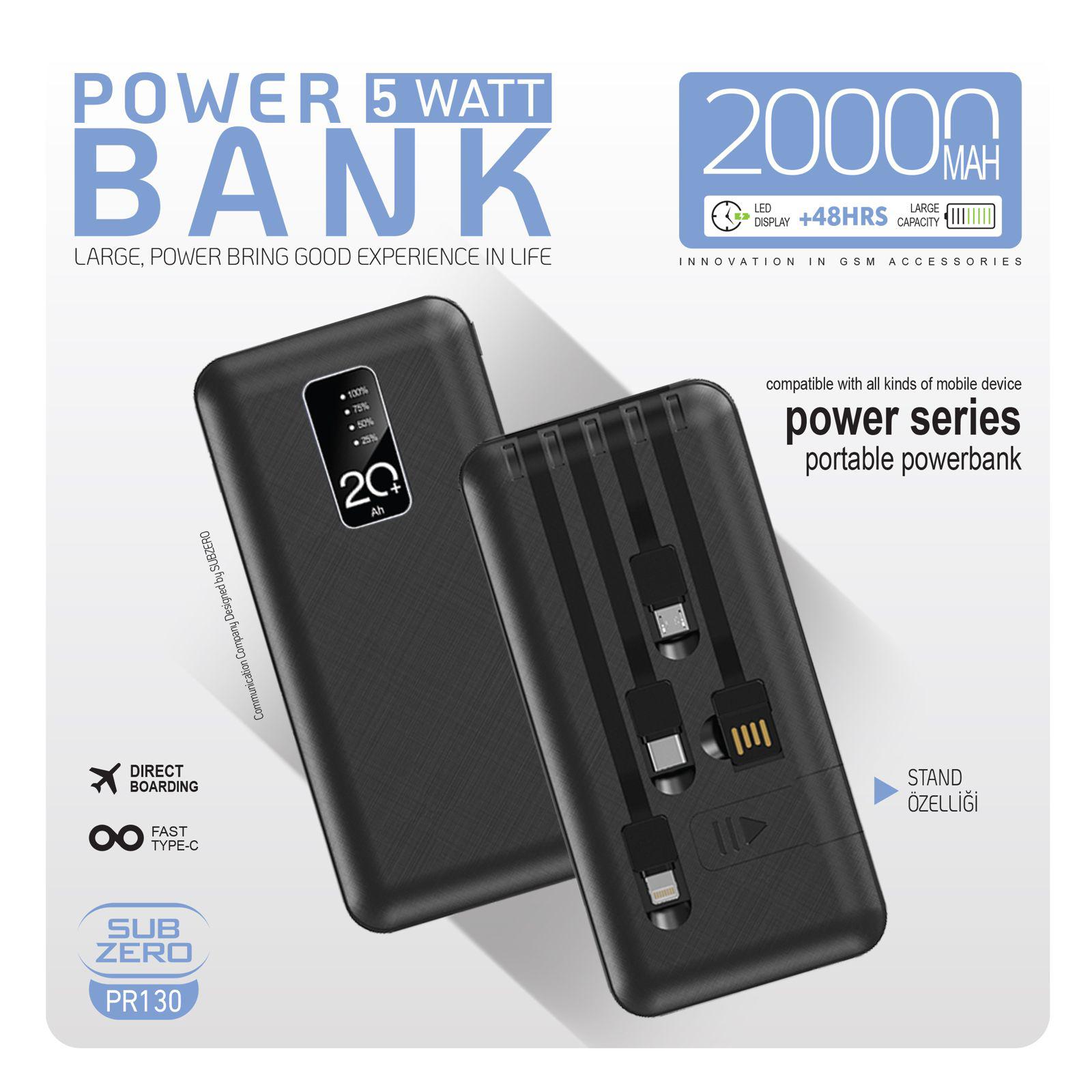 SUBZERO PR130 20.000 MAH KABLOLU STANDLI POWERBANK 