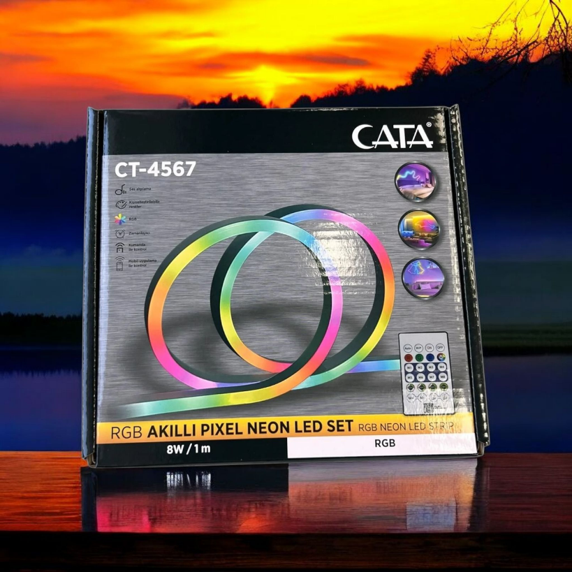 CATA CT-4567 RGB AKILLI PIXSEL NEON LED SET KUMANDALI 8W  1 MT 5 MT SET  
