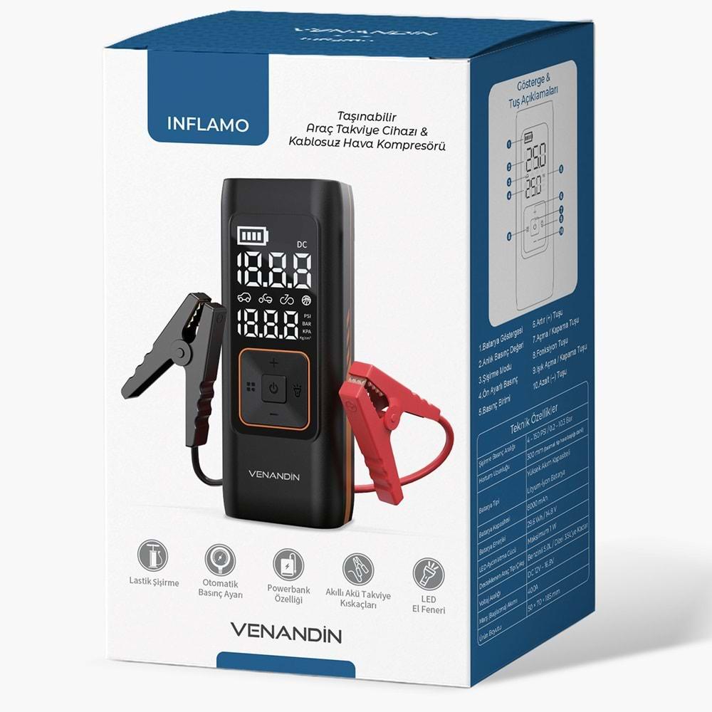 VENANDİN INFLAMO KOMPRESÖR AKÜ TAKVİYE CİHAZI 8.000MAH 