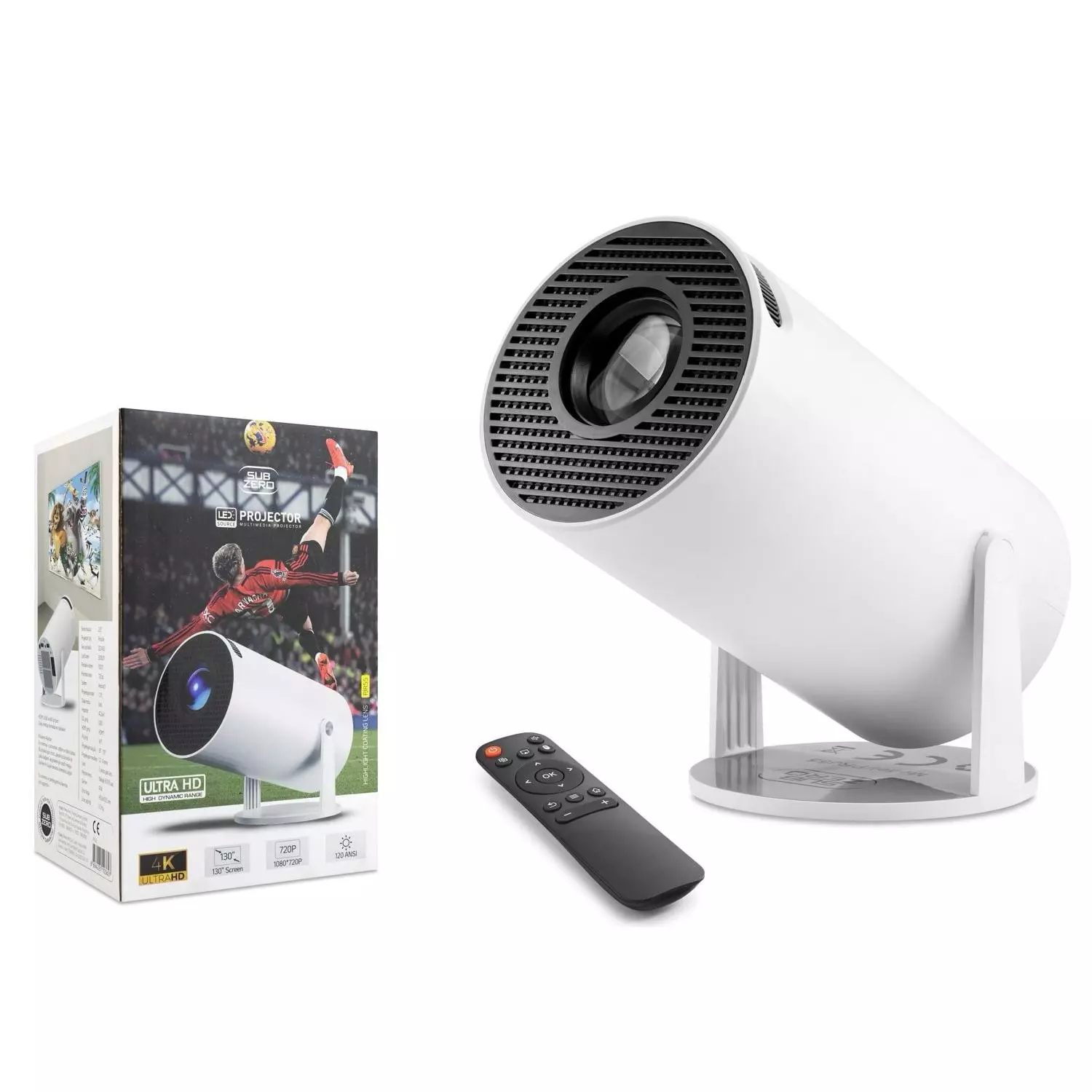 SUBZERO PRJ55 ULTRA HD 4K TAŞINABİLİR SİNEMA PROJEKTÖRÜ EV SİNEMASI BLUETOOTH AKILLI PROJEKSİYON WİFİ