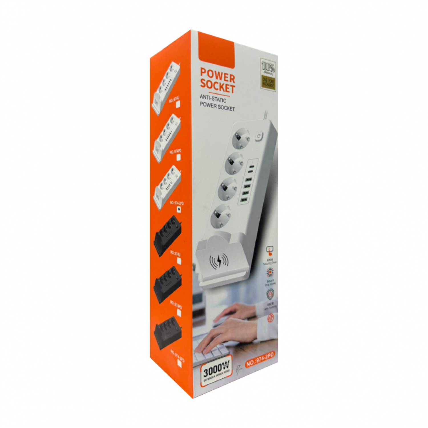 YK DESİGN 974-2PD 4'LÜ UZATMA KABLOSU | 4XUSB 2XPD AKIM KORUMALI KABLOSUZ ŞARJ ÖZELLİĞİ 