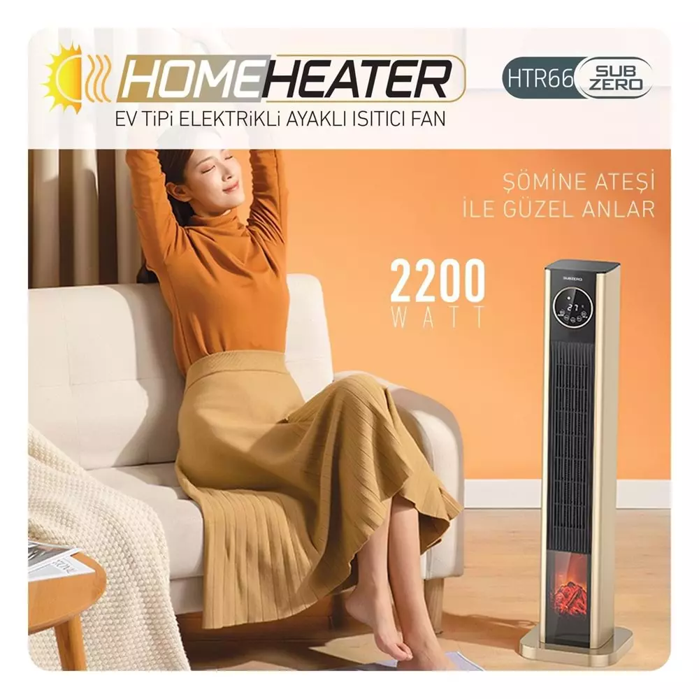 SUBZERO HTR66 ELEKTRİKLİ ŞOMİNE ATEŞİ LED EKRAN ISITICI FAN