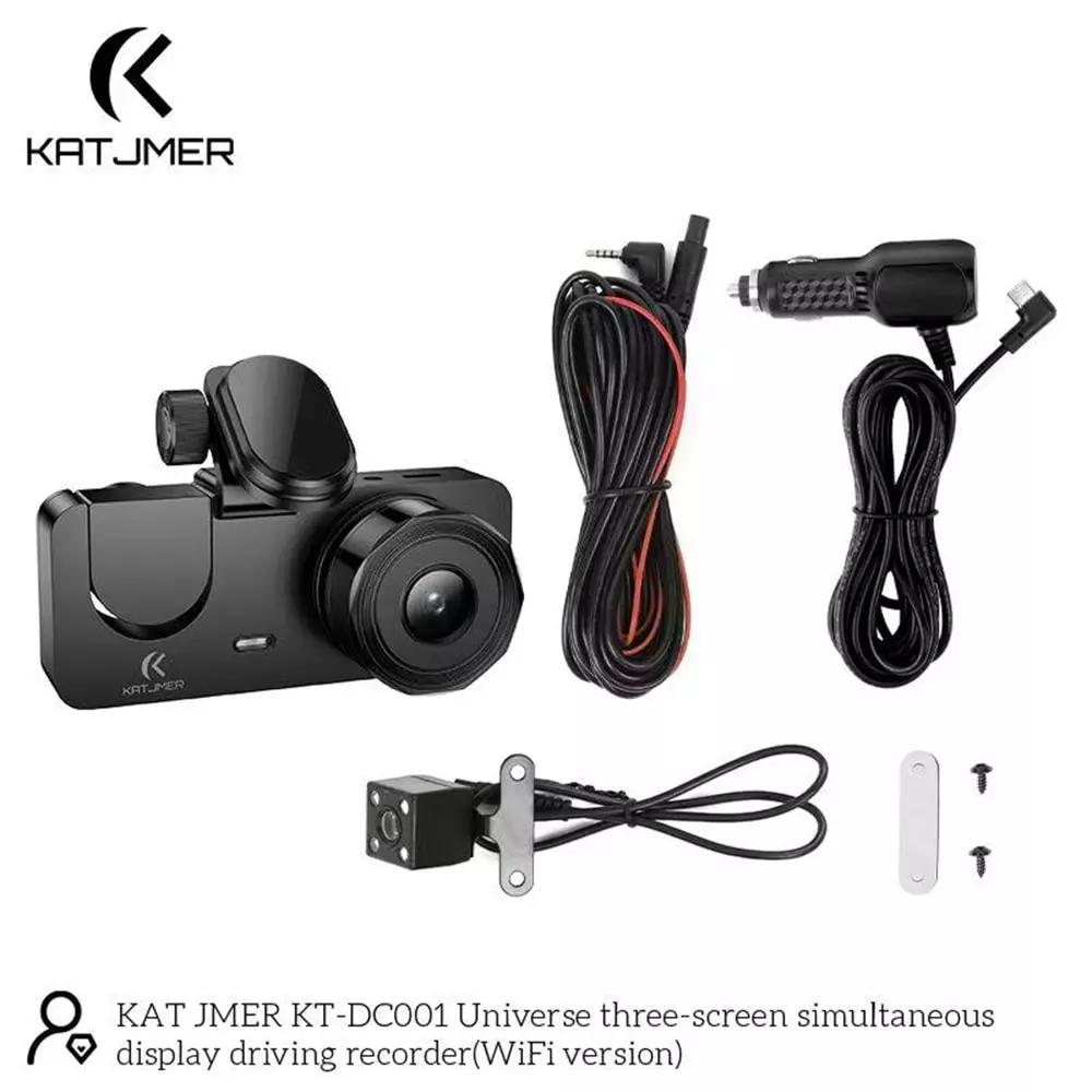 KATJMER KT-DC001 (WİFİ) FULL HD 3 KAMERALI ARAÇ IÇİ GÜVENLİK KAMERASI TELEFON UYGULAMASI