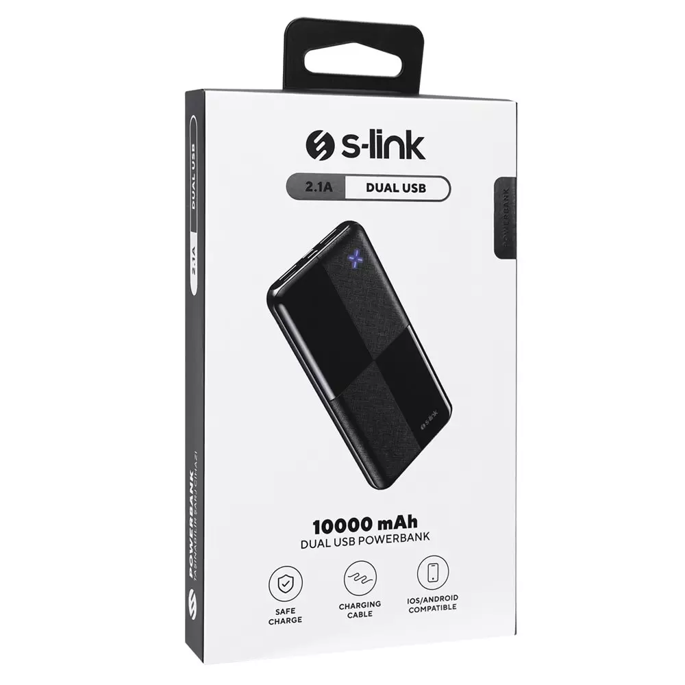 POWER BANK S-LİNK IP-G12N 10000MAH MİCRO+USB+ TYPE-C GİRİŞ+ÇIKIŞ SİYAH TAŞINABİLİR PİL ŞARJ 