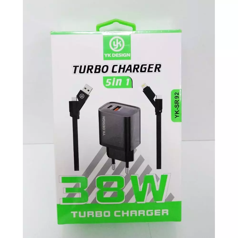 YK DESIGN YK-SR92 38W ÇOKLU KABLOLU TURBO EV TİPİ ŞARJ ALETİ 