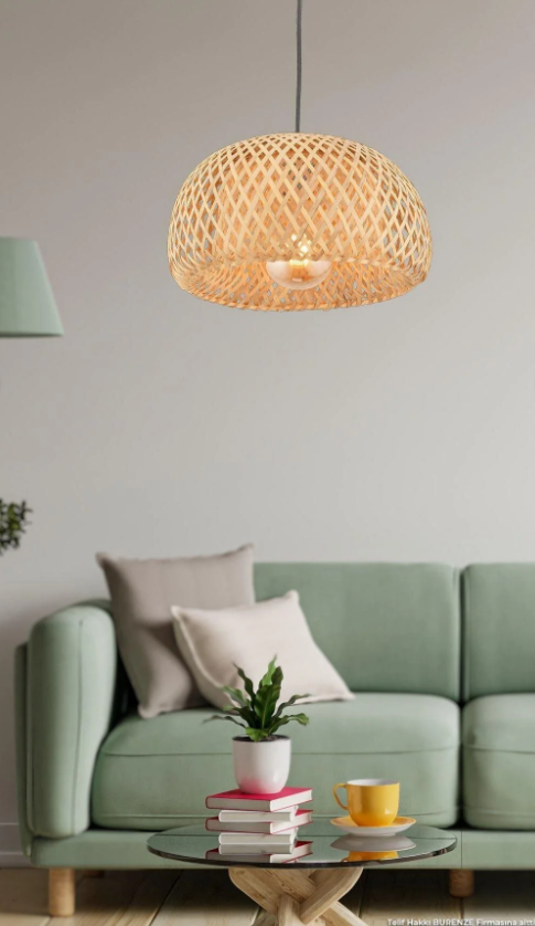 BAMBU AVİZE KABLOLU SARKIT ASKI DUY 60 CM E27 DUYLU 