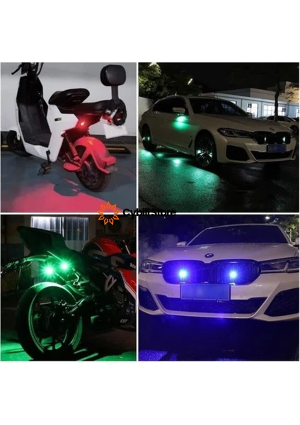 2LED MOTO ÇAKAR ŞARJLI IŞIKLI 7 FARKLI RENK UZAKTAN KUMANDALI 