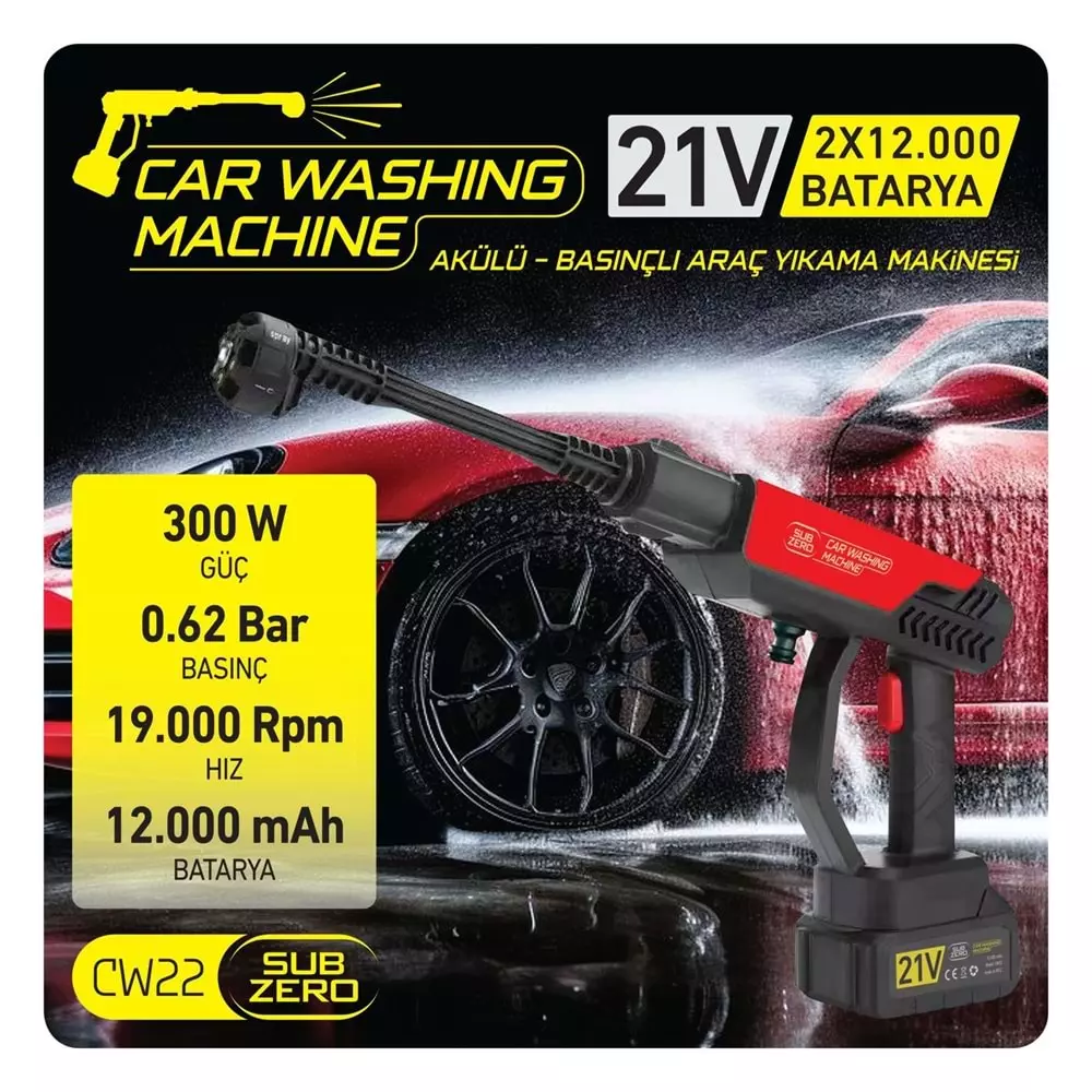 SUBZERO CW22 BASINÇLI ARAÇ YIKAMA MAKİNESİ 300 W - 12000 MAH21VX2