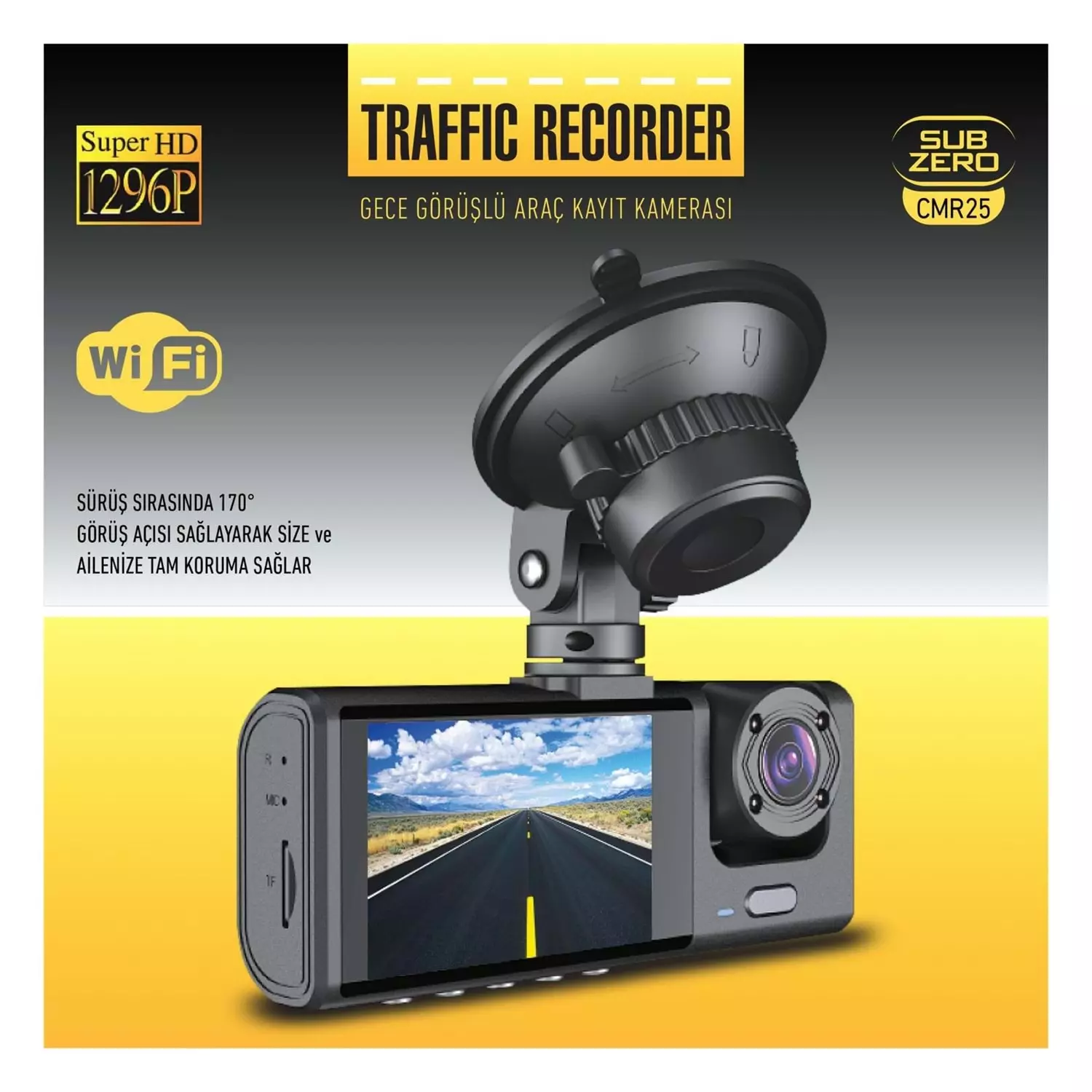 SUBZERO CMR25 (WİFİ) FULL HD 3 KAMERALI ARAÇ IÇİ GÜVENLİK KAMERASI
