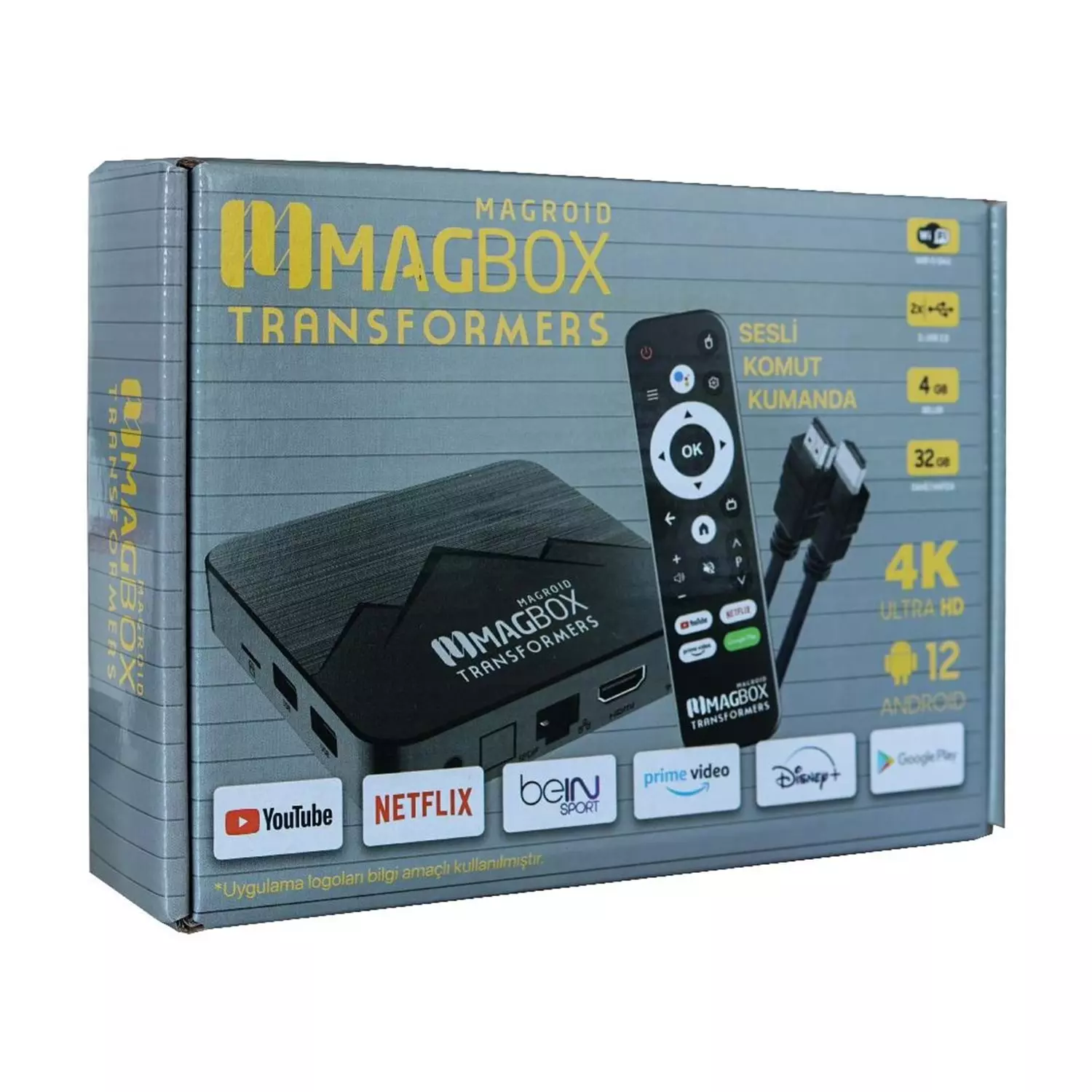MAGBOX MAGROİD TRANSFORMERS 32 GB HDD 4 GB RAM BLUETOOTH 5G WİFİ SES KOMUT KUMANDALI ANDROİD TV BOX
