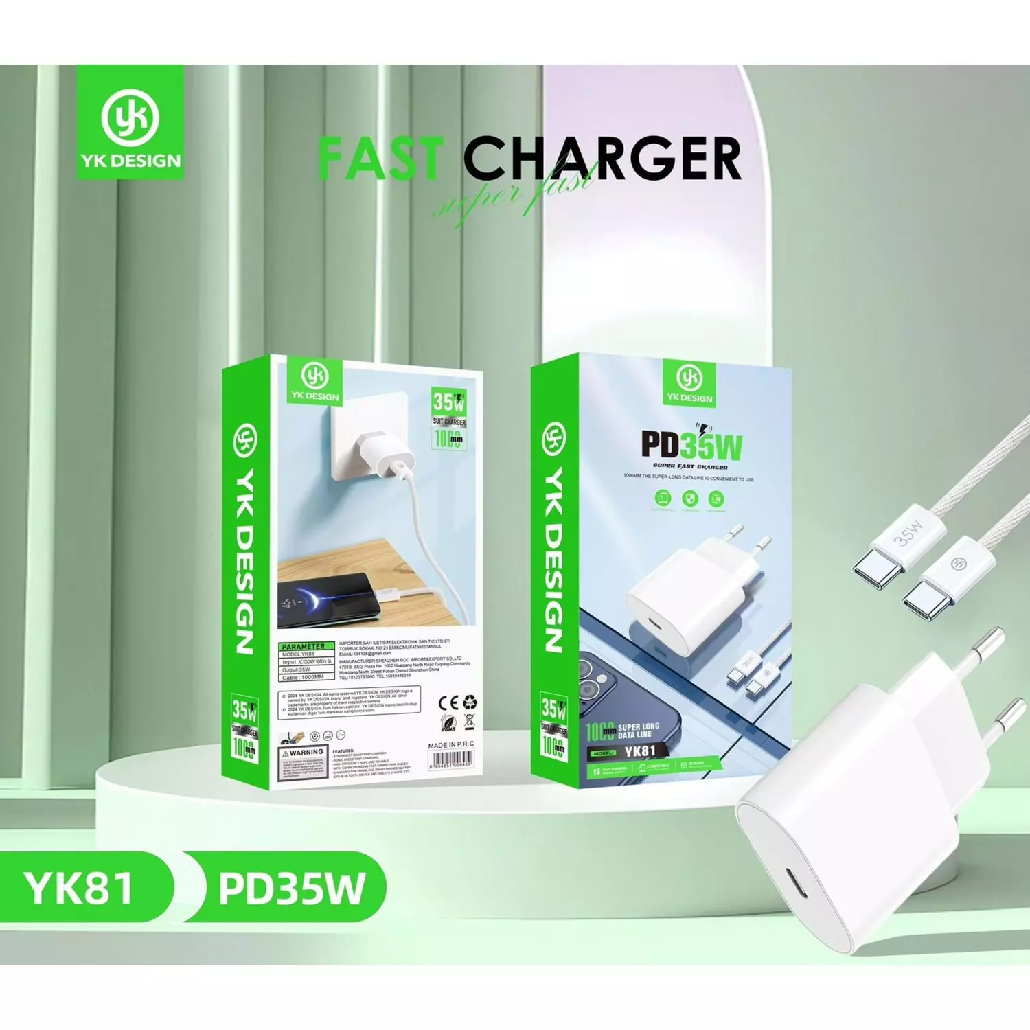 YK DESIGN YK-81 35W PD TYPE-C TO TYPE-C İPHONE15 ŞARJ SETİ