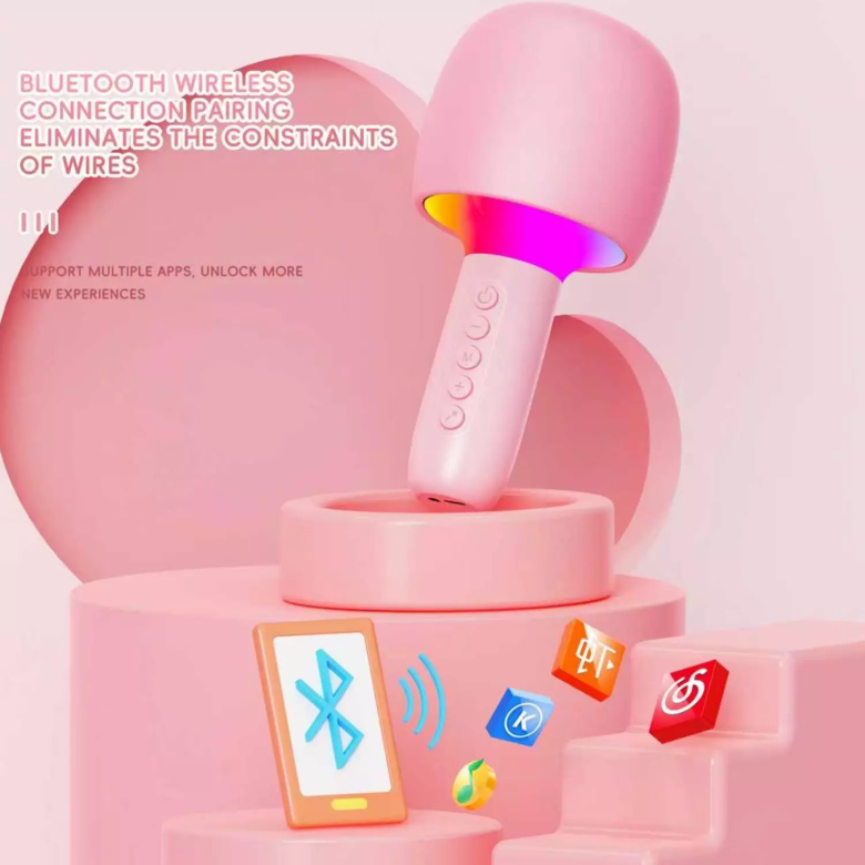 VENANDİN GLOWMİC RAİNBOW LEDLİ SES DEĞİŞTİRME ÖZELLİKLİ KARAOKE MİKROFONU