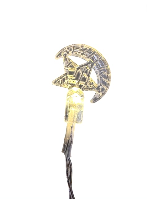 TEL LED 1,5 METRE ÇİZGİLİ AY YILDIZ 2 PİLLİ RAMAZAN SÜSÜ 