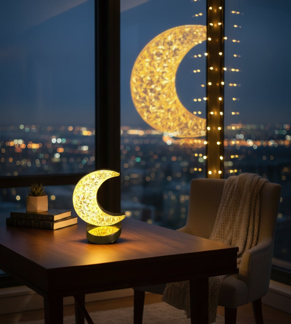 DEKORATİF AY IŞIĞI HİLAL MASA LAMBASI
