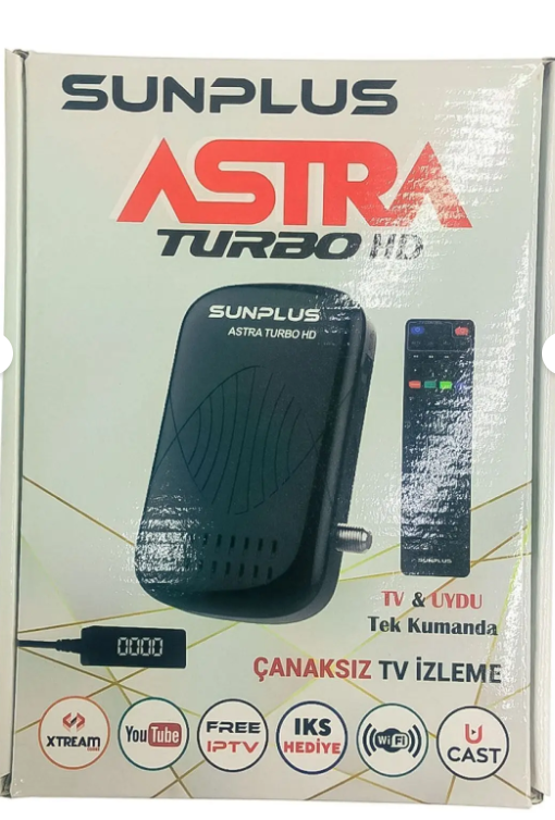 SUNPLUS ASTRA TURBO HD FULL HD ÇANAKSIZ UYDU ALICI AKILLI KUMANDA(WİFİ ANTEN HARİÇ)