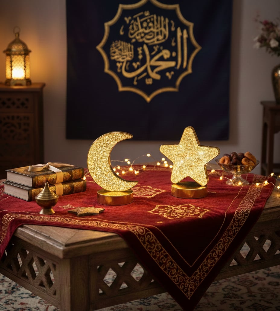 RAMAZANA ÖZEL AY YILDIZ MASA LAMBASI SETİ DOKUNMATİK 