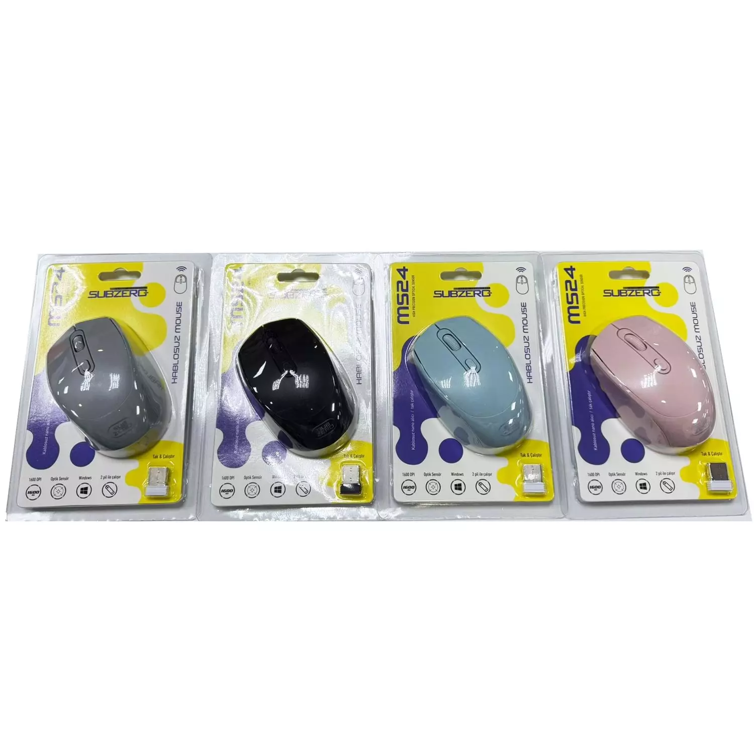 SUBZERO MS24 1600 DPI KABLOSUZ OPTİK MOUSE 4RENK - BİLGİSAYAR