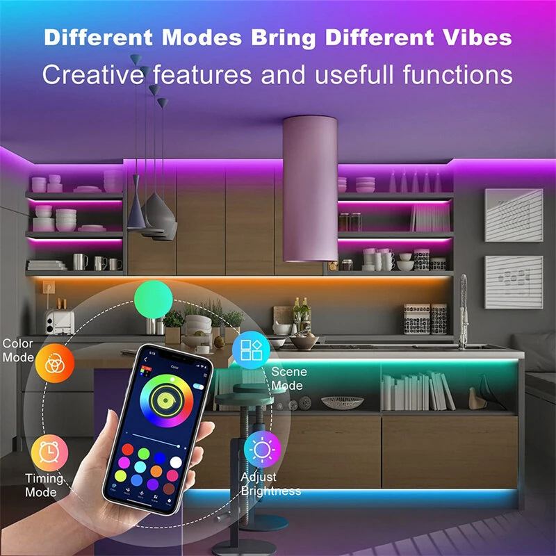 LED STRIP 5 MT TELEFON KONTROLLÜ SET 220 VOLT