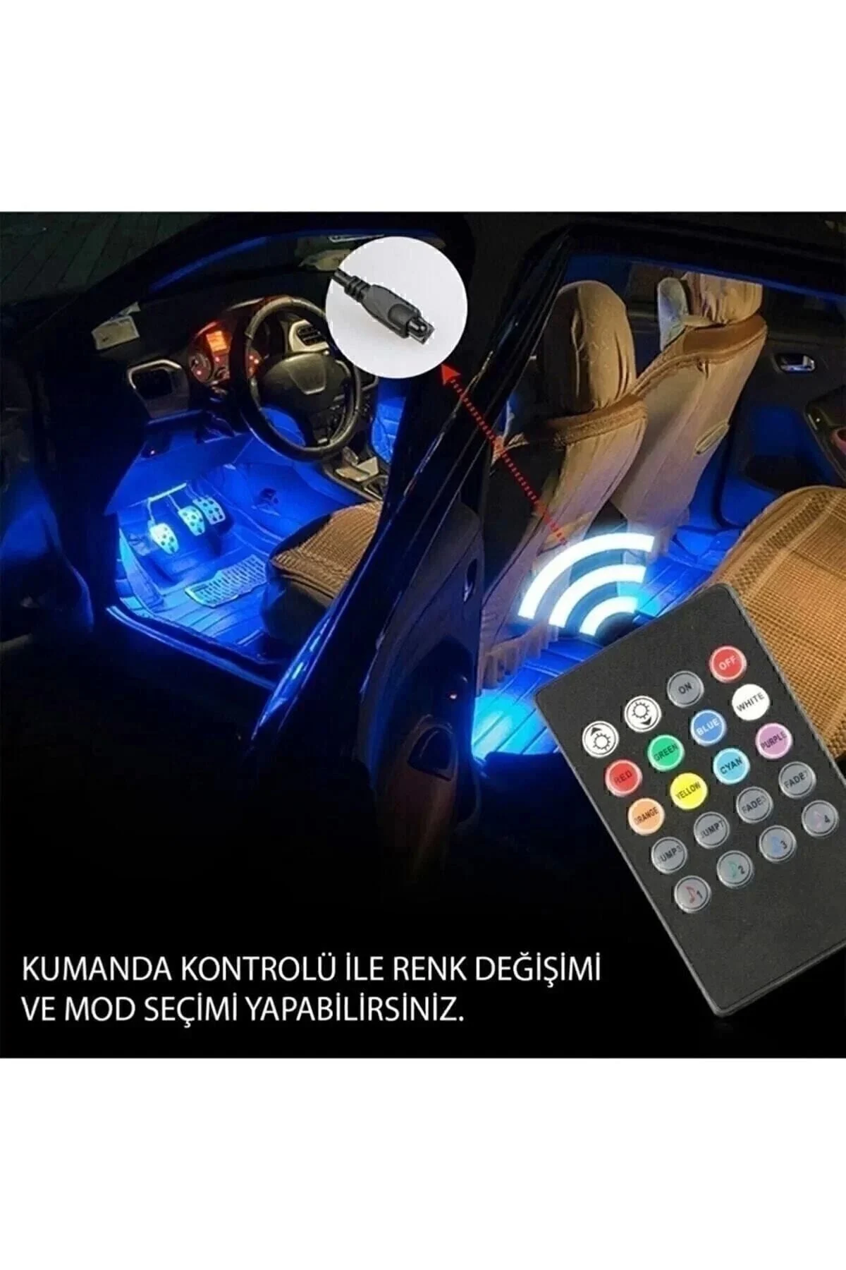 AYAK ALTI LED MÜZİK DUYARLI RGB KUMANDALI LED ÇAKMAKLIK GİRİŞLİ 