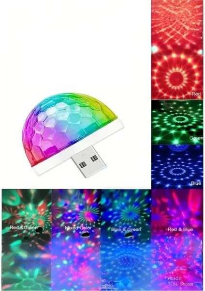 MÜZİKLİ SESE DUYARLI USB MİNİ DİSKO TOPU ARAÇ İÇİ LED IŞIK