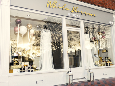 white blossom bridal photo