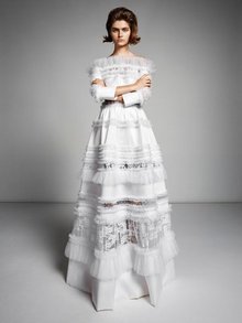 lace graphic patchwork gown dress photo 1